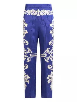 ETRO зауженные брюки с принтом Baroque, синий