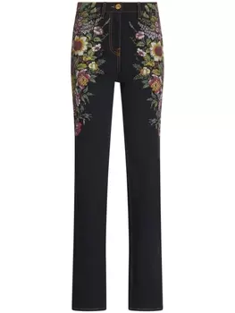 ETRO зауженные джинсы с жаккардовым узором, черный