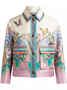 ETRO жакет с цветочными аппликациями, белый