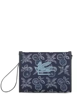 ETRO жаккардовая косметичка с вышитым логотипом, синий