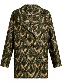 ETRO жаккардовое двубортное пальто, зеленый