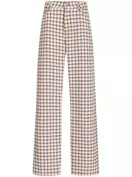 ETRO жаккардовые брюки широкого кроя в клетку, белый
