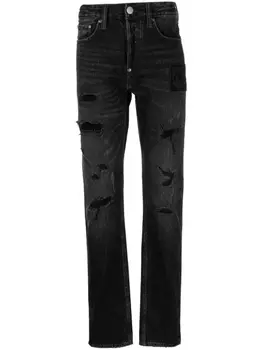 EVISU джинсы с эффектом потертости, черный