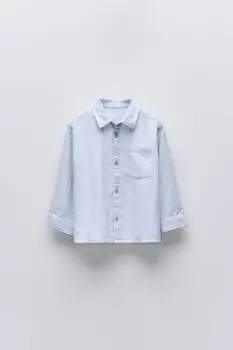 Фактурная рубашка с карманом ZARA, синий