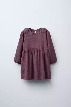 Фактурное платье с бантами ZARA, цвет Plum