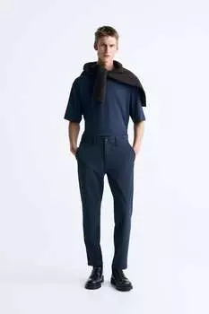 Фактурные удобные брюки ZARA, синий