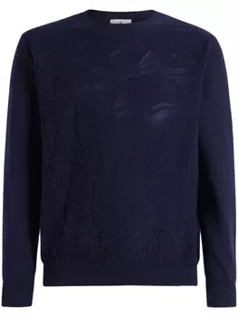 Фактурный хлопковый свитер ETRO, синий