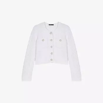 Фактурный вязаный кардиган Maje, цвет blanc