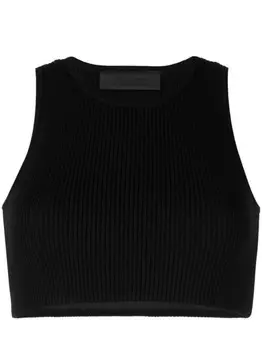 FEAR OF GOD ESSENTIALS укороченный топ в рубчик с нашивкой-логотипом, черный