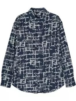FENDI джинсовая куртка-рубашка с узором FF, синий