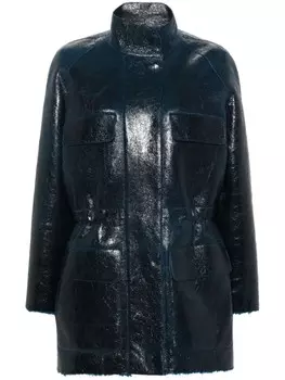 FENDI кожаное пальто, синий