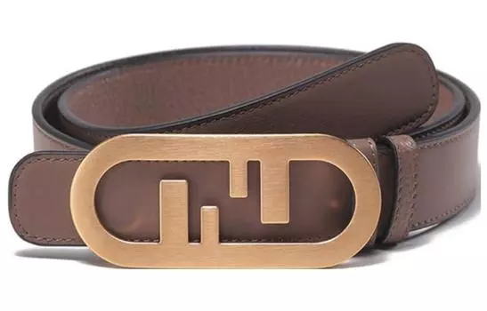 FENDI Мужской кожаный ремень O'Lock коричневого цвета