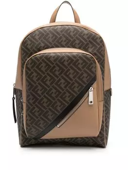 FENDI рюкзак с монограммой, коричневый