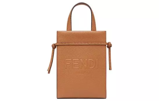 FENDI Сумка через плечо из телячьей кожи, мини-сумка, мужская, коричневого цвета