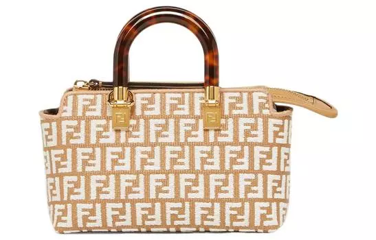 FENDI Женская сумка-мессенджер By The Way Mini Boston Bag, коричневая/белая