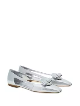 Ferragamo балетки Drop Bow, серебристый