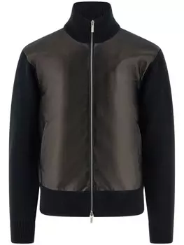 Ferragamo куртка с кожаными вставками, черный