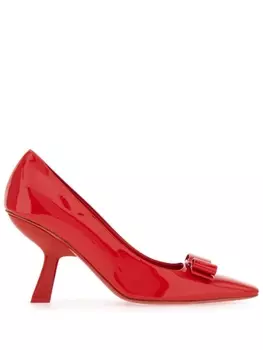 Ferragamo лакированные туфли-лодочки Vara Bow 85, красный