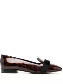 Ferragamo лоферы с бантом, коричневый