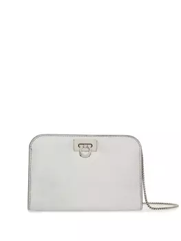 Ferragamo мини-сумка Wanda с эффектом металлик, серебристый