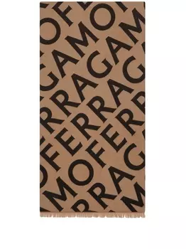Ferragamo шарф с бахромой и логотипом, нейтральный цвет