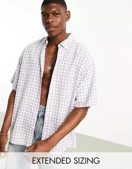 Фиолетовая свободная рубашка в клетку свободного кроя ASOS DESIGN