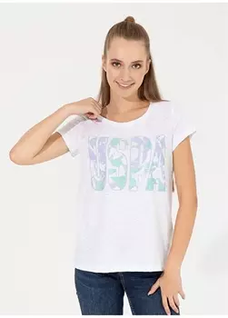 Фиолетовая женская футболка с круглым вырезом и принтом U.S. Polo Assn.