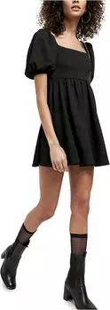 Фиолетовое мини-платье Free People, черный