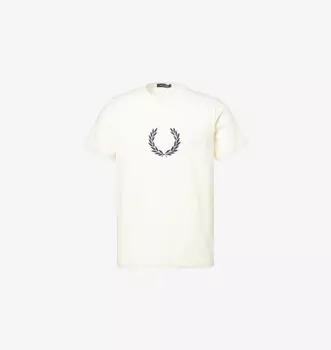 Фирменная футболка прямого кроя из хлопкового джерси Fred Perry, экрю