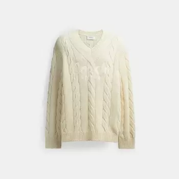 Фирменный свитер COACH, цвет ivory