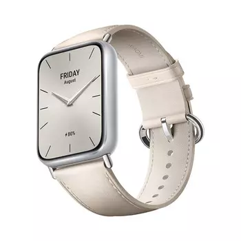 Фитнес-браслет Xiaomi Smart Band 9 Pro, (CN), кожаный ремешок, серебристый/кремовый