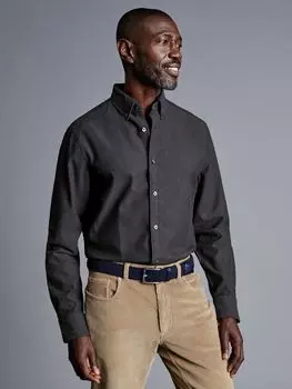Фланелевая рубашка приталенного кроя добби Charles Tyrwhitt, угольно-серый