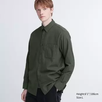 Рубашка Uniqlo Flannel Regular Fit, оливковый