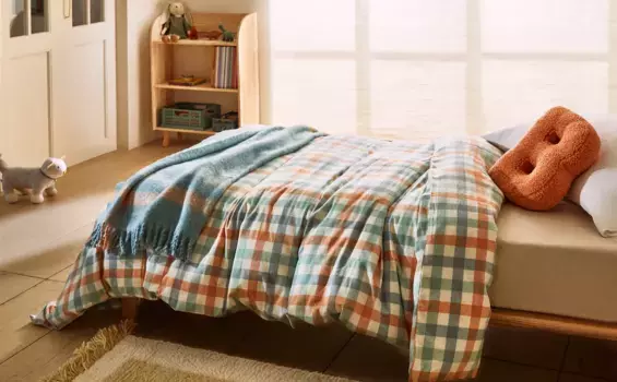 Фланелевое пододеяльник в мелкую клетку Zara Home, мультиколор
