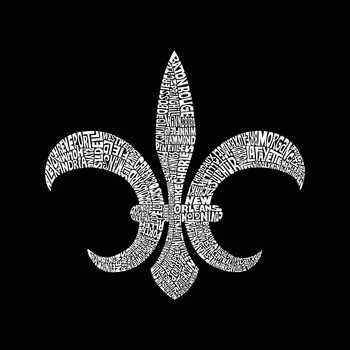 Fleur De Lis — популярные города Луизианы — мужской свитшот с круглым вырезом Word Art LA Pop Art