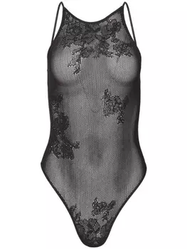 Fleur Du Mal боди из цветочного кружева, черный