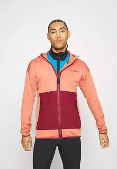 Флисовая куртка Adidas с капюшоном, розовый