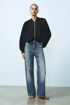 Флисовая куртка-бомбер ZARA, черный