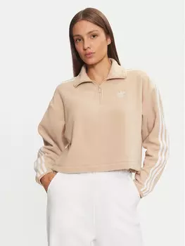 Флисовая куртка свободного кроя Adidas, бежевый
