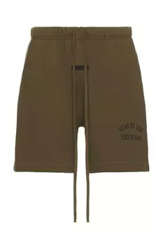 Флисовые футбольные шорты Fear Of God Essentials, оливковый