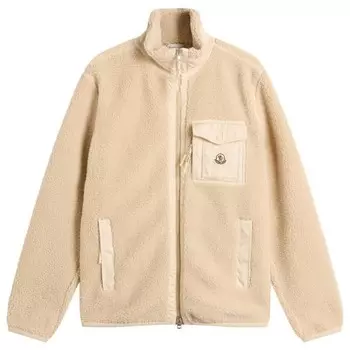 Флисовый кардиган на молнии Moncler, бежевый