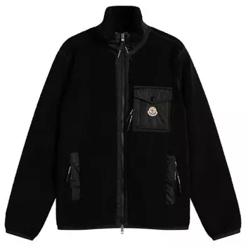 Флисовый кардиган на молнии Moncler, черный