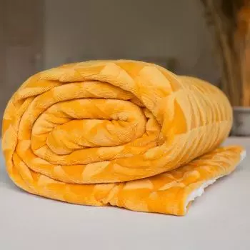 Флисовый плед Sweet Home из шерпы, золотой — 150 x 200 см — полиэстер