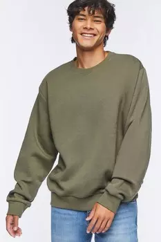 Флисовый пуловер с круглым вырезом Forever 21, оливковый