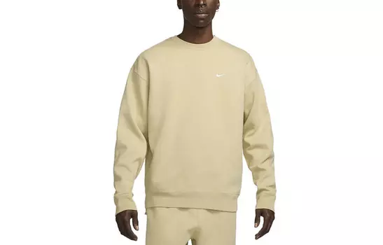 Флисовый свитер с круглым вырезом Solo Swoosh Nike, хаки