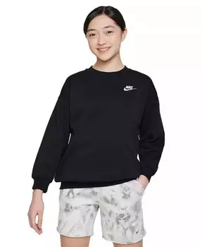 Флисовый свитшот оверсайз для Big Girls Sportswear Club Nike, серый
