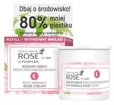 Floslek Rose For Skin Rose ночной крем против морщин Refill 50мл