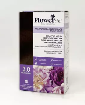 Flowertint, Перманентная краска для волос, серия Natural, 3.0 Темно-коричневый