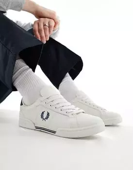 Fred Perry - B722 - Бело-синие кожаные кроссовки