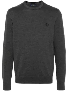 Fred Perry меланжевый джемпер с вышитым логотипом, серый